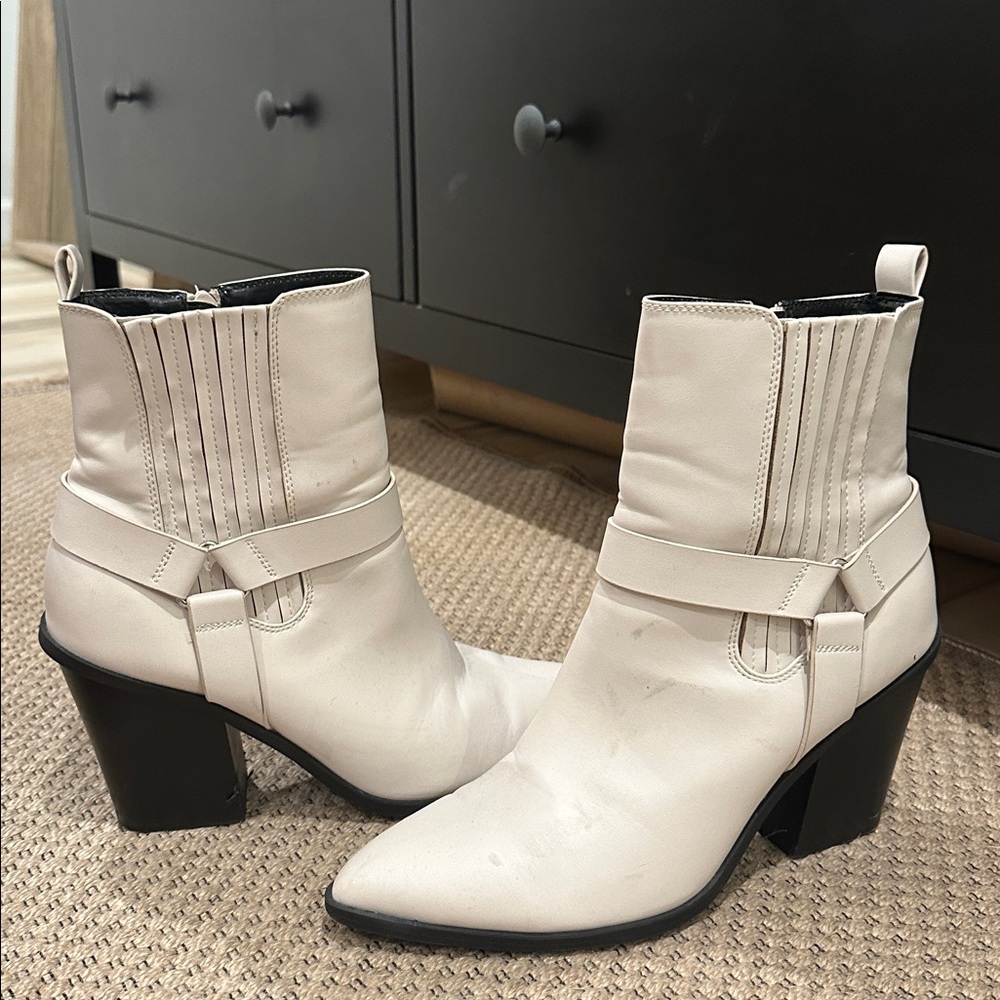 Dolce Vita White Heeled Booties - Size 11